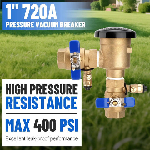 1-Inch 720A Brass Backflow Preventer Valve And Pressure Vacuum Breaker Assembly For Lawn Irrigation And Garden Watering