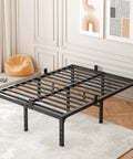 Rock Solid Full Size Bed Frame Featuring Heavy Duty Steel Slats And Recessed Middle Support Holds Three Thousand Five Hundred Pounds in stylish bedroom setup.
