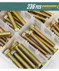 236 Piece Heavy Duty Bolts Nuts Assortment Kit With Hex Screws And Washers For Easy Strong Frame And Equipment Assembly