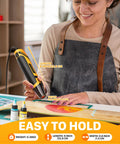 Woman using Dope Mini Heat Gun With Dual Temperature 500F And 842F for crafting, featuring long 4.9 ft cord and nozzle safety shield.