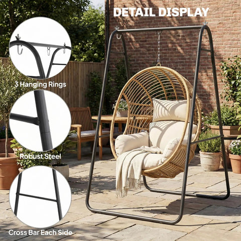 Heavy Duty Steel A Frame Hammock Chair Stand for Hanging Hammocks, Rock Solid 330 Lb Weight Capacity, All Weather Powder Coated Black