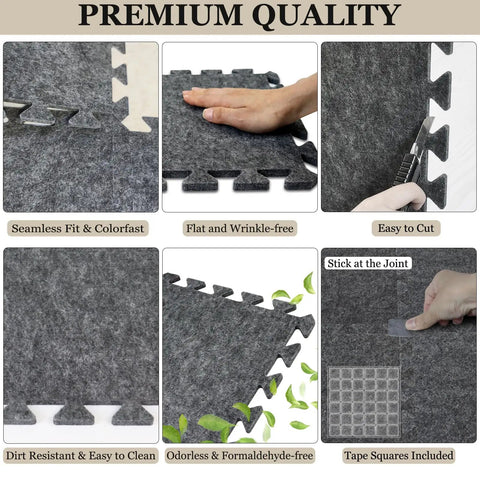 Thick Interlocking Acoustic Floor Mats For Home Studio Set Of 16 11x11x0.4 Inches High Density Sound Dampening And Vibration Control Non Slip Tiles For Piano Drums And Music Practice