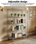 Heavy Duty Five Tier Wire Shelving Unit With Fully Adjustable Height And Precision Rolling Wheels For Rock Solid Garage And Warehouse Storage Workhorse with books and plants.