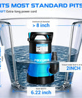 Badass Heavy Duty 1HP Submersible Sump Pump Pulls A Knockout 5300GPH Flow with 26FT cord in a clear water tank.