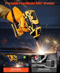 Portable Handheld Arc Welder, 20-140A, Five Level Current Adjustment, IGBT Inverter, 110V Stick Welder in action.