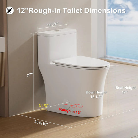 Sleek One Piece Modern Toilet With Ada Comfort Height Dual Flush Low Flow System Fully Skirted Round Shape Soft Close Lid No Hassle Bolt Kit Rock Solid Build That Drops A Top Shelf Upgrade Right Into Your Next Reno Project