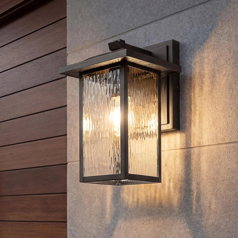 Capanna Outdoor Wall Light In Olde Bronze With Clear Water Glass, 1 Light Weatherproof Exterior Sconce For Porch And Patio