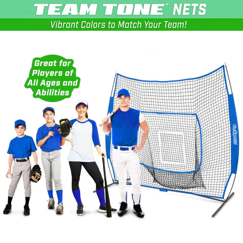 Team Tone 7 Ft By 7 Ft Baseball And Softball Practice Net For Hitting, Pitching, Fielding And Backstop Use In Royal, with players
