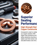 Get Solid 200 Pcs Copper Crush Metric Washer Assortment Kit Sizes M5 To M14 For Car Engine Repair And Motorcycle Maintenance Heat Proof Seals That Handle Vibration Like A Boss No Flex Rust Proof Gold Shine Builds Secure Holds, copper washer close-up