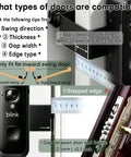 Built Like A Tank Anti Theft Security Enclosure For Blink Battery Doorbell 2K Plus installation guide showing door compatibility details.