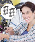 Woman installing Three Pack 50 2 Double Strand Roller Chain Master Links, Carbon Steel Connector Links, on go-kart