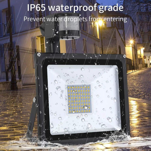 JUDYSSY Solar Flood Lights 20W Warm White Led Spotlight with Motion, outdoor floodlight with IP65 waterproof features.