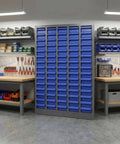 75 Drawer Nut And Bolt Organizer Cabinet With Acrylic Adjustable Shelves For Workshop Or Garage Storage Heavy Duty Alloy Steel Tool Cabinet With Label Stickers Keeps Nuts Bolts And Washers Sorted And Easy To Find in a workshop setting.
