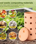 Worm Composting Bin For Garden Use Ceramic Outdoor Bin With Holes And Lid 10 By 4.13 By 4.13 Inches for recycling scraps