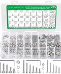 All In One Stainless Steel Screws And Nuts Kit, 820Pcs M2 M3 M4 Set With Nuts, Flat Washers, Spring Washers, Hex Socket Head Cap Bolts, And 3 Wrenches, Grab And Go DIY Must Have For Electronics, Home Projects, And Quick Fixes in open case view