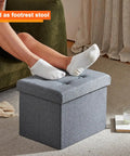 Storage Ottoman Footrest Stool With Hidden Storage, Foldable Footstool Bench For Living Room, gray upholstery, used as footrest