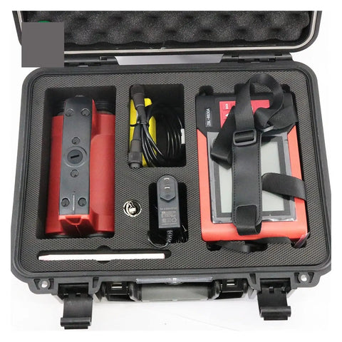 No Fuss Stud Finder And Wall Scanner With Wireless Pipe Cable Detector and Steel Rebar Locator in a compact protective case.