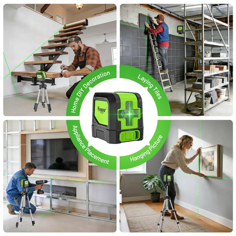 Dope Self Leveling Green Cross Line Laser Level With Tripod, 100Ft Range, for picture hanging and tile layout