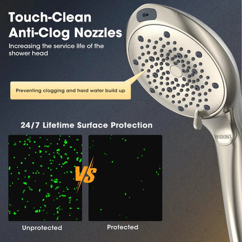 Eight Mode Handheld Shower Head With Built-In Filter For Hard Water, Removes Chlorine And Heavy Metals, close-up of nozzles