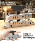 Portable Wire Stripper Machine With Adjustable Blade Height For 0.12-0.35 Inch Wires, mounted on countertop for copper recovery.