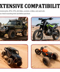 Four vehicles compatible with Adjustable Motorcycle License Plate Bracket Kit With Screws All In One License Plate Holder shown in desert.