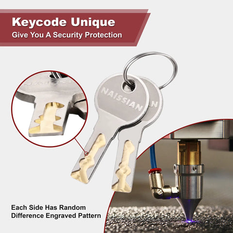 Top Shelf Cabinet Locks With Keys For Desk Drawers And Office Furniture set of two unique keys with engraved patterns.