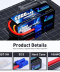 11.1V 6000mAh 80C 3S LiPo Battery Pack With EC5 Connector in a Hard Case on grid mat