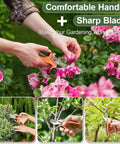 Effortless 7.5 Inch Pruning Shears For Roses And Shrubs With Stainless Steel Blades And Soft Grip Handle in use on roses