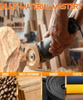 Person using angle grinder with 5 Piece Wood Carving Disc Set For Angle Grinder With 4 Inch And 4.5 Inch Attachments on wood