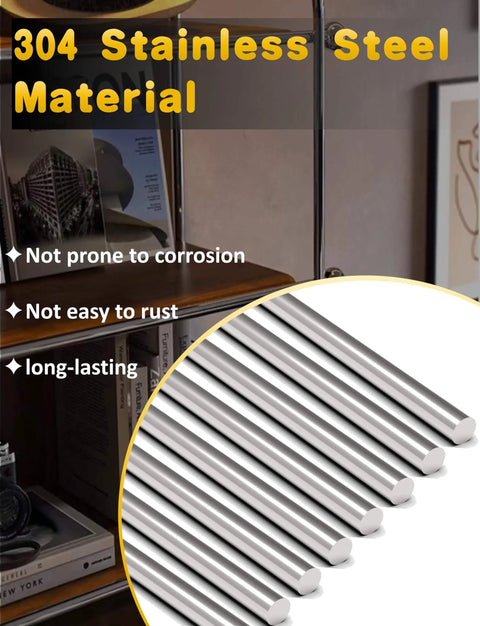12 Pieces 3mm By 300mm 304 Stainless Steel Round Rods For Metalworking Hobby And Diy Projects Smooth Shafts Ideal For Industry Crafting And Toolmaking displayed on a shelf
