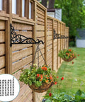 Industrial Black 20 Foot Adjustable Light Fixture Chain With Connection Locks for hanging planters on wood fence outdoors