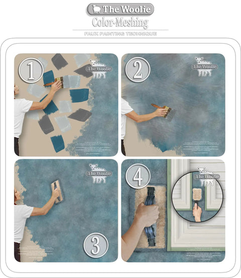 Faux Painting Starter Toolkit For Beginners Full Sized 9.75 By 5 Inch Set With Three Quarters Inch Nap Sheepskin Tools USA