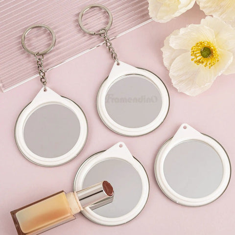 Metal Button Supplies Kit With 50 Sets 58mm Mirror Keychain Parts with flowers and lipstick accessory