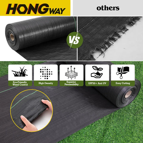 Heavy Duty Weed Barrier Landscape Fabric 4Ft Wide 300Ft Long With 120 U Shaped Securing Pegs Woven Ground Cover