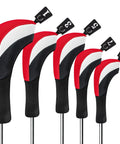 Five Piece Golf Head Cover Set For Driver Fairways And Hybrids With Long Neck Mesh Interchangeable Number Tags 3 4 5 6 7 X