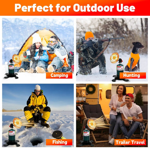 Portable Propane Heater For Camping And Outdoorsy Go To Cordless Gas Heater in use for camping, hunting, fishing, and trailer travel.