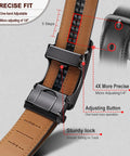 Men's Ratchet Leather Belt For Dress And Casual Wear, 1 3 8 Inch Wide, adjustable buckle illustration with size and fit details
