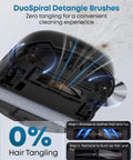 Robot Vacuum And Mop Combo With 20000 Pa Suction And HydroJet Mop System For Always Clean Mopping Edge To Edge Cleaning Zero Tangle Design AI Obstacle Avoidance Upgraded Smart Home Cleaning showing tangle-free brush system