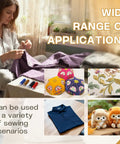 Person sewing with 37 Piece Big Eye Steel Sewing Needles Kit With Threader Thimble And Seam Ripper for clothing repair and crafts.