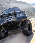 Off-road vehicle with Hawse Style Winch Fairlead Polished Aluminum For Synthetic Rope Reduces Rope Fraying And Aids Angled Pulls