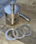 Total Game Changer Coin Ring Punch Set With Four Sleek Self Centering Tools For Relaxing Jewelry Crafting Heavy steel punch set with three circular dies.