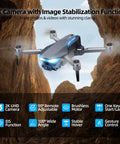 2K FPV Drone With 4.5 Inch Screen Remote, Brushless Motors, Auto Return, flying through canyon showcasing stabilization features