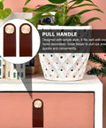 Pull handle on brown cabinet with pot plant, showing 2 Pack Classic Brown Cabinet Door Handles No Fuss Single Hole Mount Solid Brass Drawer Pulls For Wardrobes And Furniture Easy Install Stylish Home Storage Hardware.