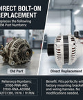 Plug And Play Alternator For Honda Civic 2006 To 2011 1.8L L4 Non Hybrid, 80 Amp 12 Volt With 7 Groove Pulley, Direct Bolt On OE Replacement For DX LX EX EX L, Reliable Power And Easy Install comparison with old alternator