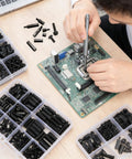 Person assembling a circuit board using the Go-To M3 Nylon Standoff Kit With 380 Pieces For PCB Mounting Including Male And Female Spacers.