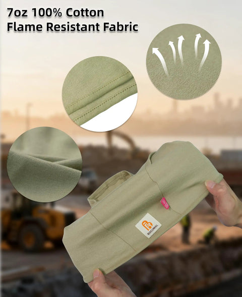 Pro Grade Flame Resistant Balaclava Face Mask Arc Rated NFPA 2112 Cat 2 Helmet Liner Hood For Welding Khaki 7oz Cotton FR Knit