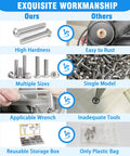 Comparison of Badass 81 Piece 1/4-20 Button Head Socket Cap Bolt Assortment Kit and inferior bolts, showcasing sturdiness and multiple sizes.