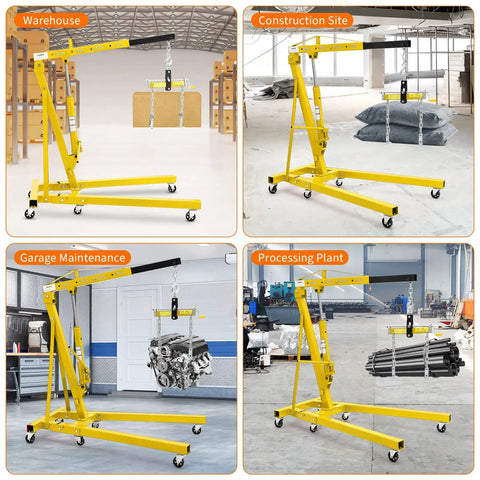 Heavy Duty Hydraulic Engine Hoist Cherry Picker Crane Packs A Bad Ass 4400 Lb Capacity for garage and industrial use.