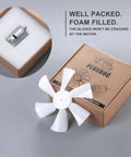 Top Tier 6 Inch Rv Vent Fan 130 Cfm Direct Swap For Ventline BVD0218-00 Camper Roof Exhaust with motor in a foam-filled box.