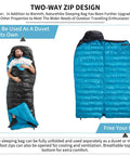 Ultralight 650FP Down Sleeping Bag For Adults, Backpacking Ready, 40F Temperature Rating, showing duvet mode and feet freedom